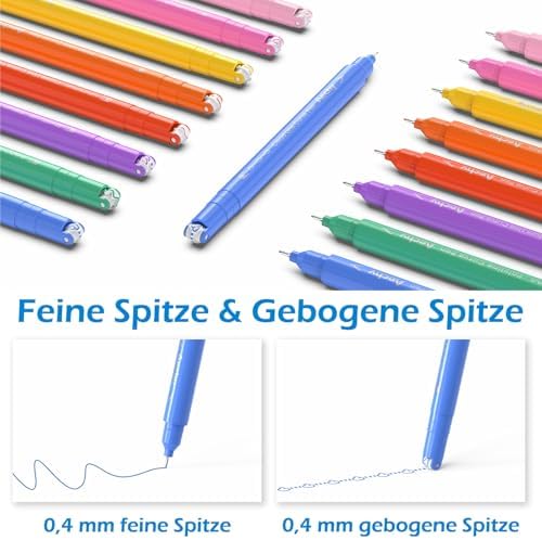 AECHY 8 farbenreiche Textmarker für Kinder und Schule - Doppelspitze Stifte mit 8 Mustern und 8 Farben, perfekt für Bull