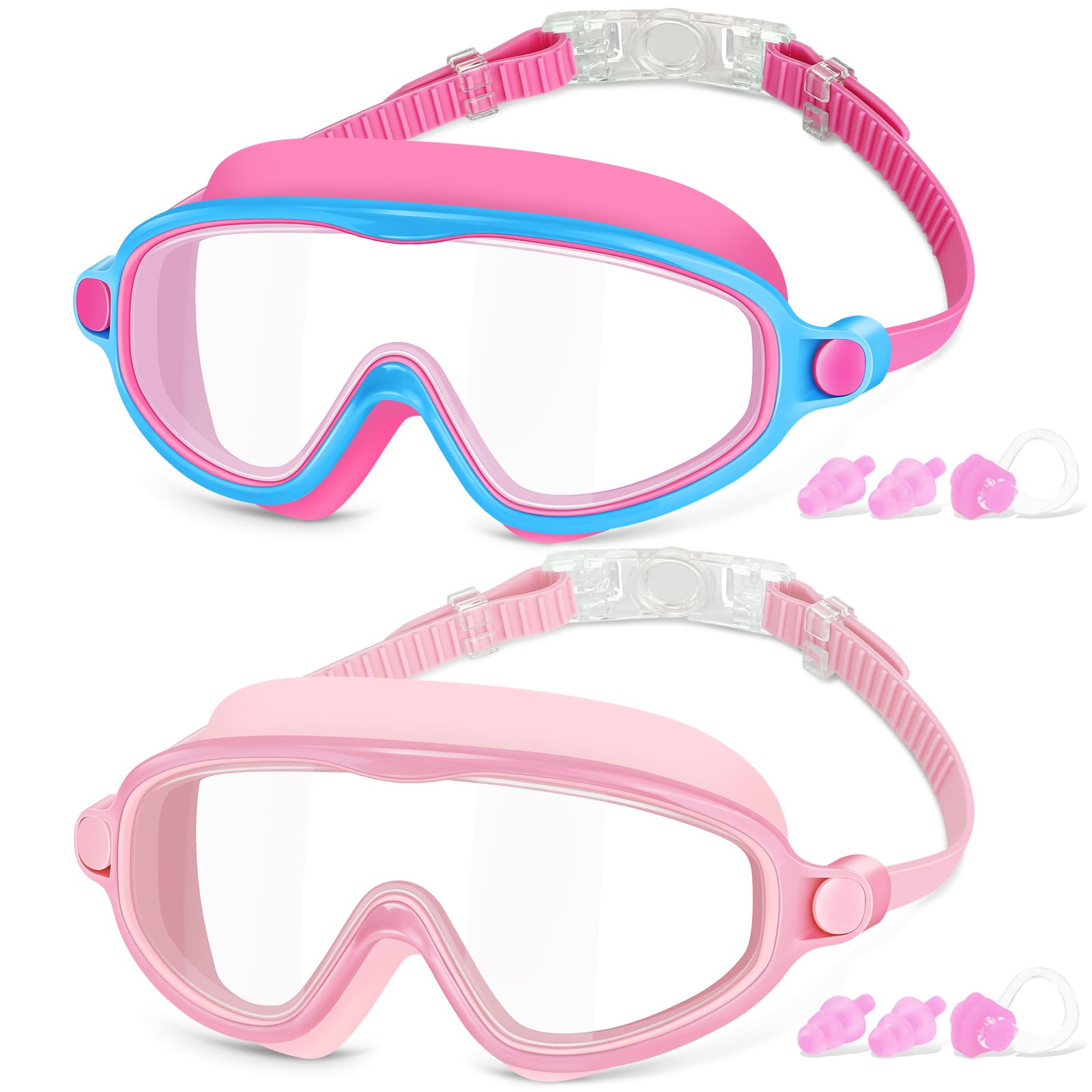 COOLOO Patent Schwimmbrille Kinder 2 Stück anti-Beschlag UV-Schutz Taucherbrille 4-14 Jahre