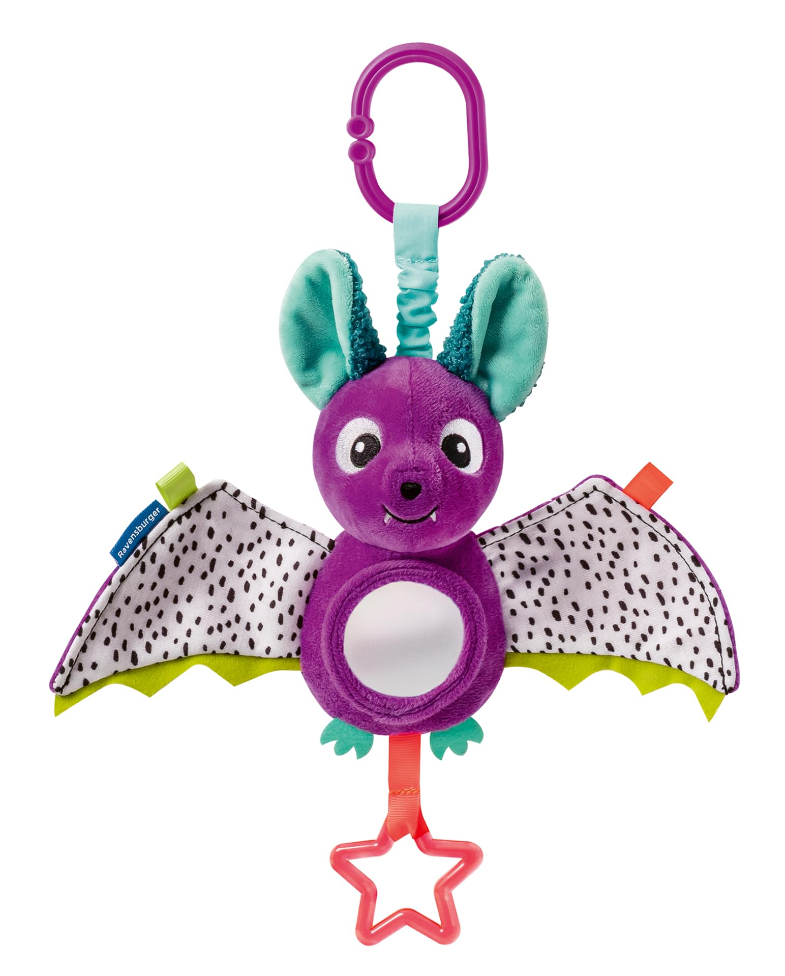 Ravensburger Play+ Baby-Fledermaus, Baby-Spielzeug 0-12 Monate, Kinderwagenspielzeug, verantwortungsbewusst produziert